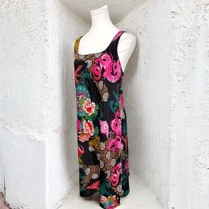 Natori Vibrant Floral Sleeveless satin slip Dress S y2k
